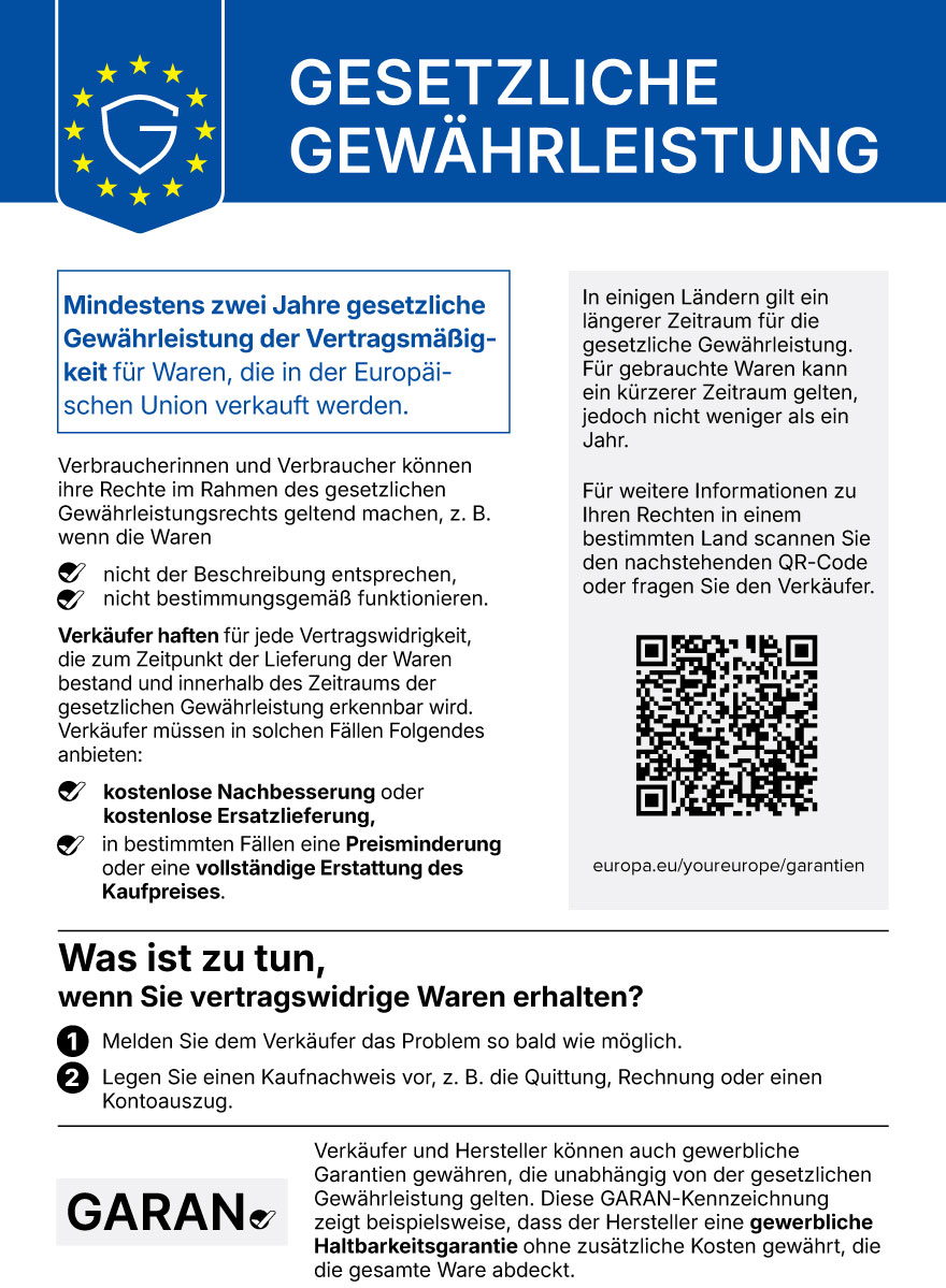 Information zur gesetzlichen Gewährleistung